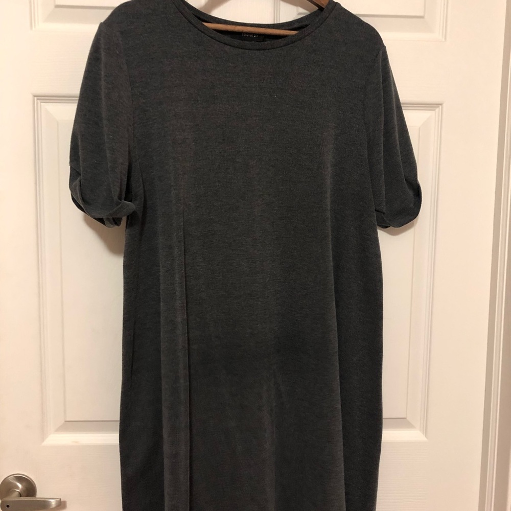 Grey Knit Shirt Dress